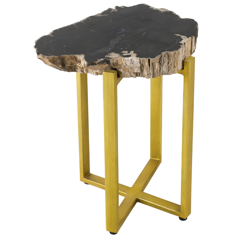 PETRIFIED WOOD COFFEETABLE GOLD S Окаменелое дерево Золотой Бежевый Черный в Перми | Loft Concept 