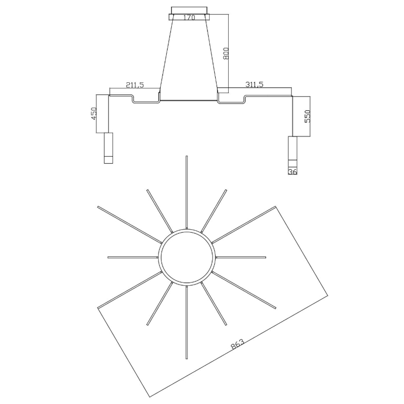 Wireflow LED White Suspension lam 12 патронов в Перми