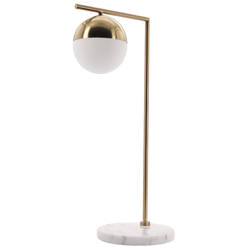 Geneva Glass Table Lamp Globe Латунь Белый Мрамор Bianco в Перми | Loft Concept 