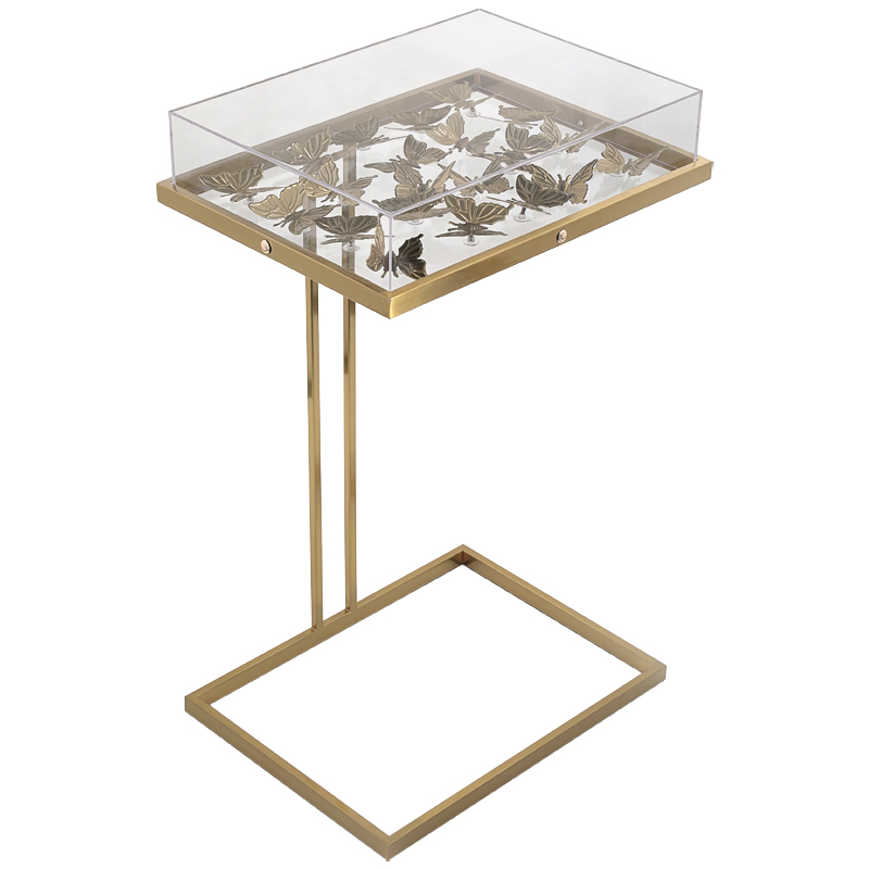 Стол Tommy Mitchell  Butterfly side table Прозрачный Латунь в Перми | Loft Concept 