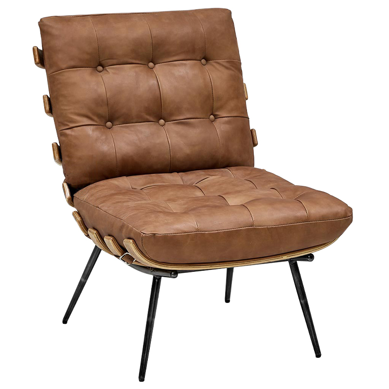 Кресло Philbert Chair brown leather Коричневый в Перми | Loft Concept 