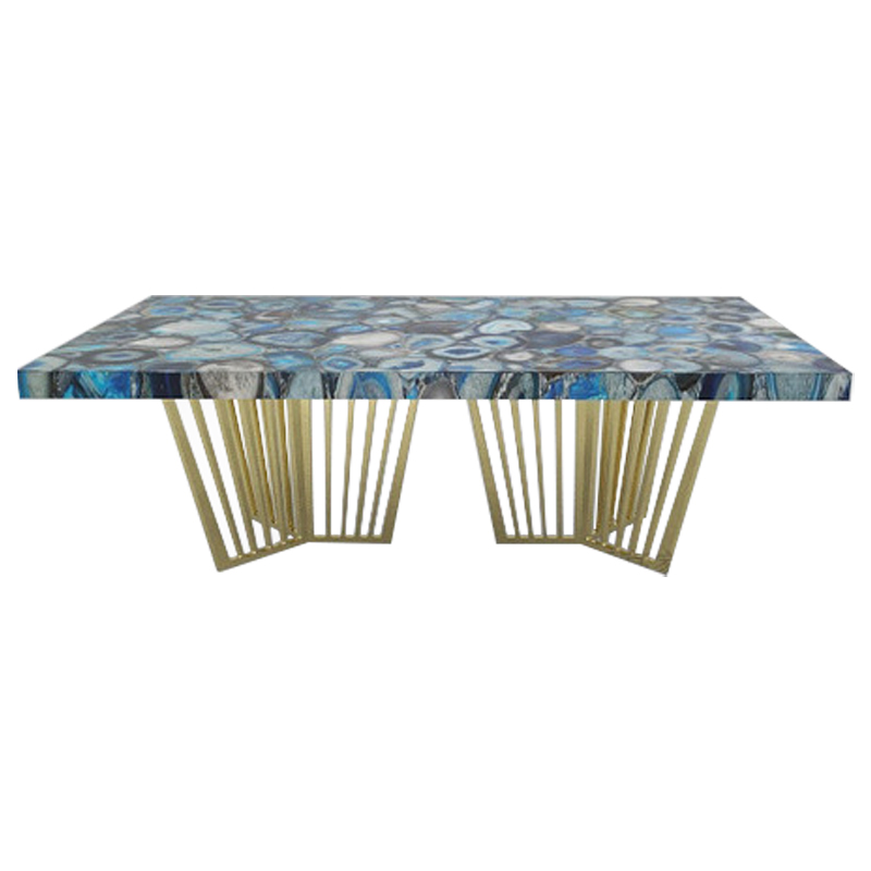 Обеденный стол Agate Design Blue Dining Table Синий Золотой в Перми | Loft Concept 