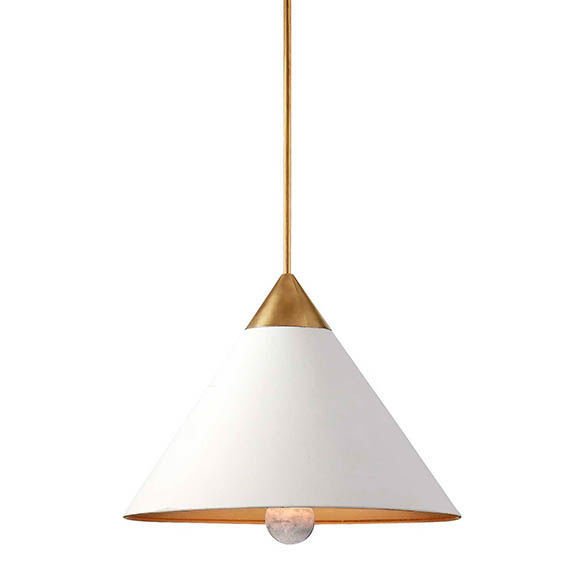 Подвесной светильник Cleo Pendant Brass & White Латунь Белый в Перми | Loft Concept 