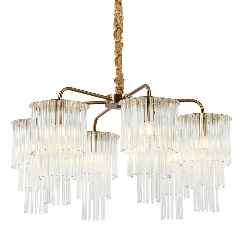 Люстра Harrison Chandelier gold 6 lamp Глянцевое золото Прозрачный в Перми | Loft Concept 