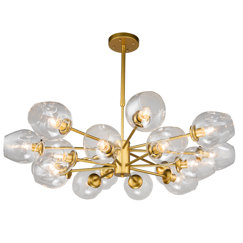 Люстра Branching Bubble Chandelier gold 16 Глянцевое золото Прозрачный в Перми | Loft Concept 