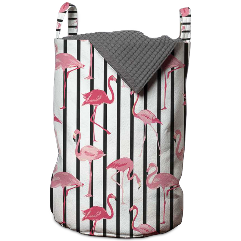 Корзина Flamingo Stripes Basket Черно-белый Розовый пастельный в Перми | Loft Concept 