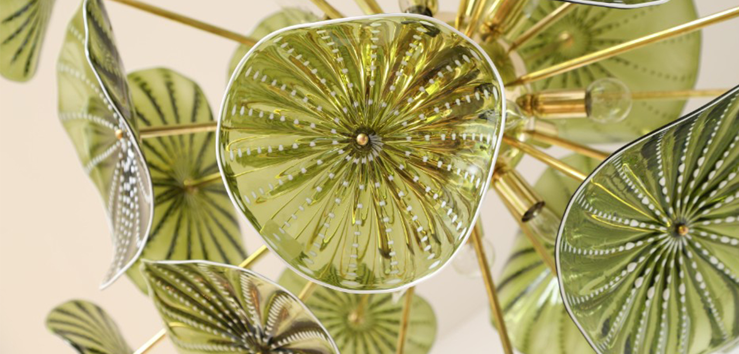 Дизайнерская Люстра Зеленое Стекло Модерн середины ХХ века Murano Hand Blown Chartreuse Green Glass Chandelier - фото №2