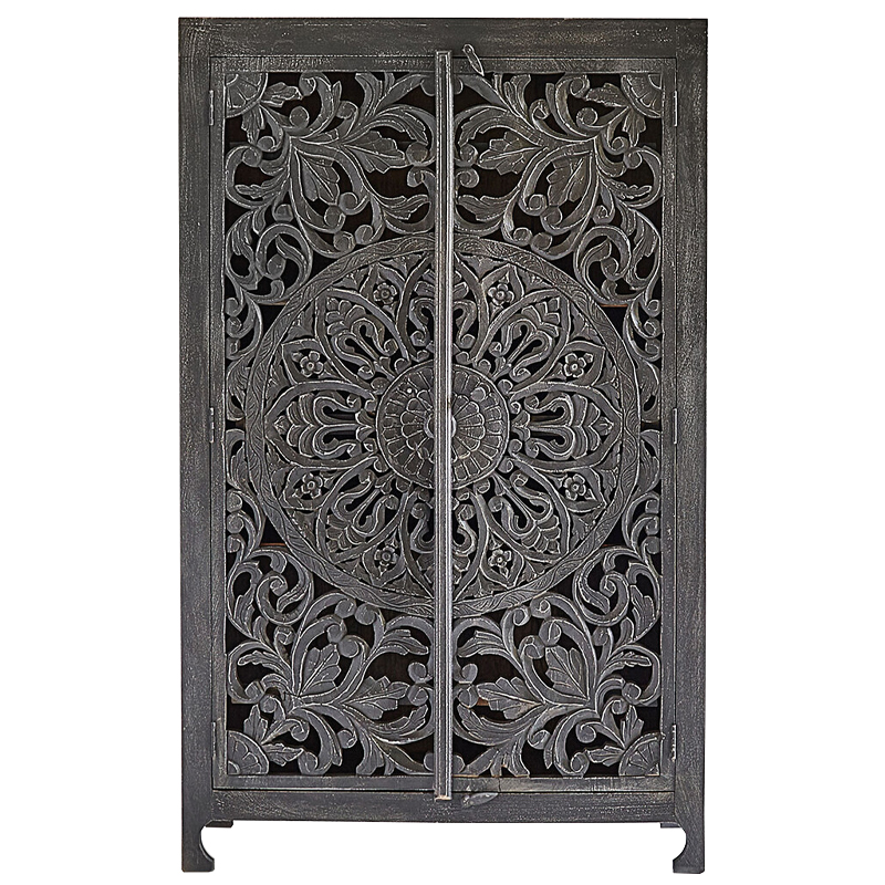 Шкаф Indian Antique White Furniture Cupboard Mistry серый Серый в Перми | Loft Concept 