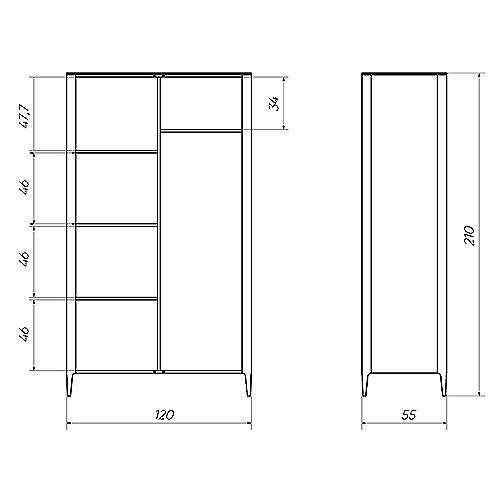 Шкаф двухстворчатый светло-серый Type в Перми