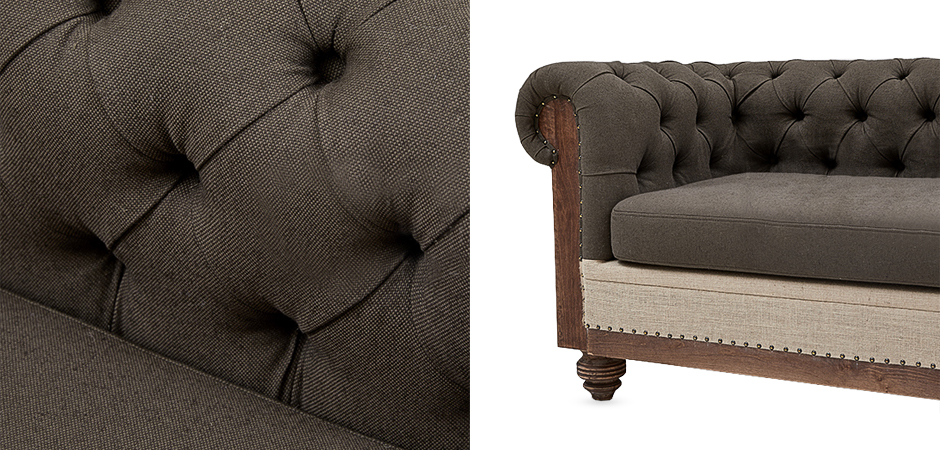 Диван Deconstructed Chesterfield Sofa triple Linen Brown - Loft-Concept в Перми