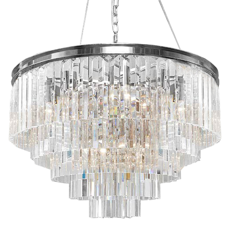 Люстра RH Odeon Chandelier Five Silver 80 Прозрачное Стекло Серебряный в Перми | Loft Concept 