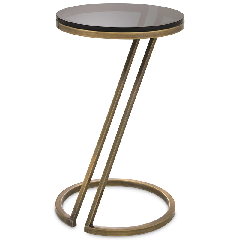 Приставной стол Eichholtz Side Table Falcone Brass Латунь Стекло Смок в Перми | Loft Concept 