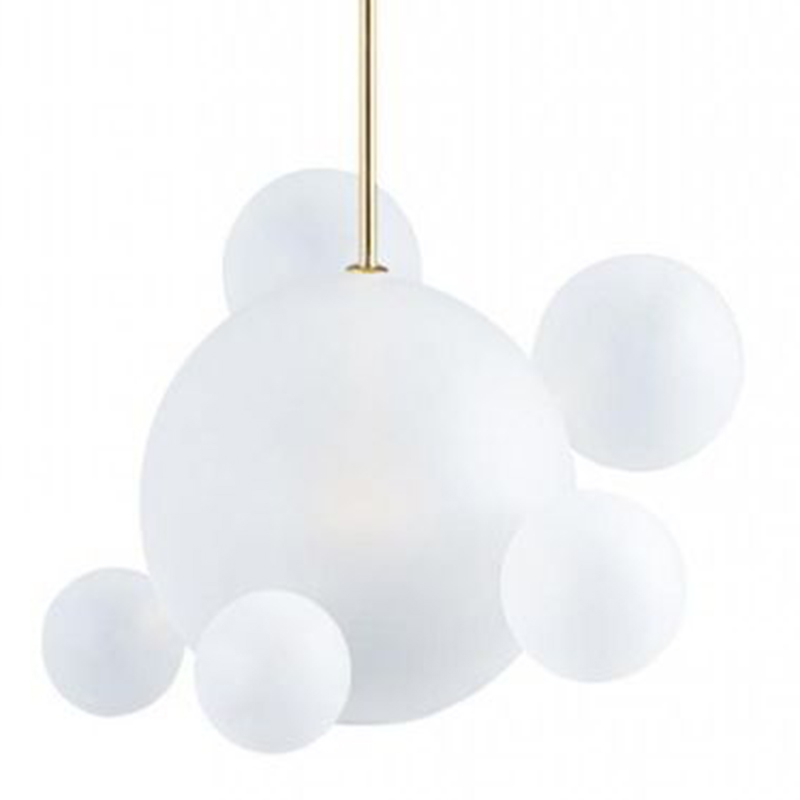 Светильник Giopato & Coombes Bollr Pendant 6 BUBBLE LAMP матовое белое стекло Белый Золотой в Перми | Loft Concept 