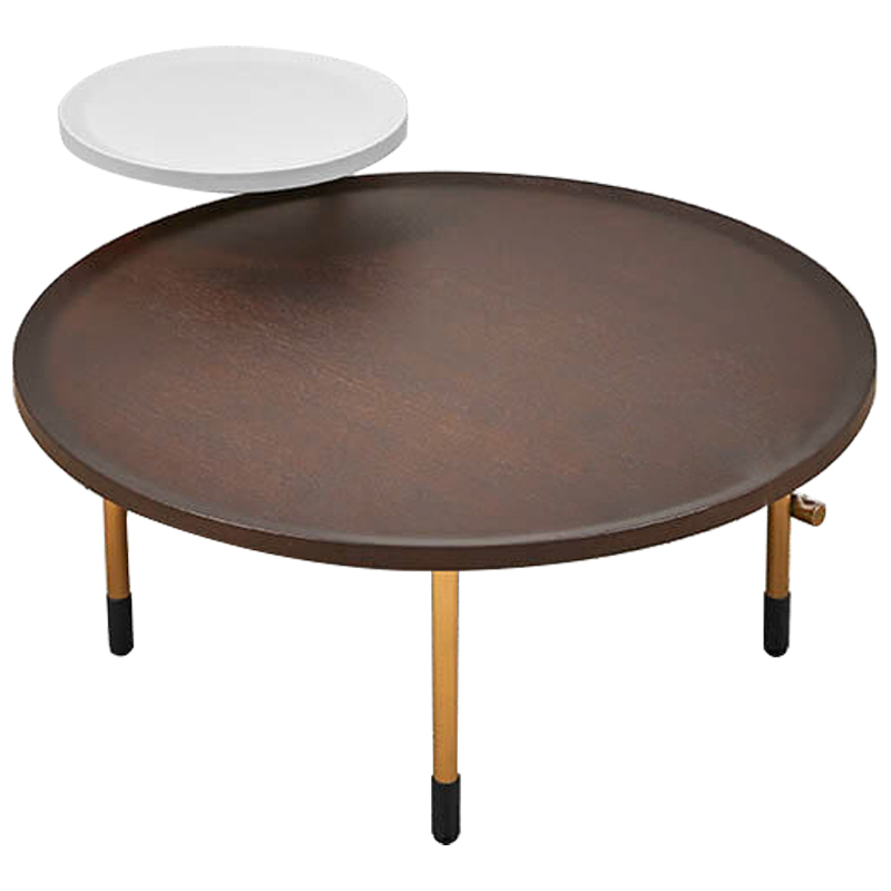 Кофейный стол Alastair Double Round Table Золотой Коричневый Белый в Перми | Loft Concept 