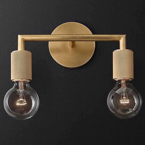 Бра RH Utilitaire Double Sconce Brass Латунь в Перми | Loft Concept 