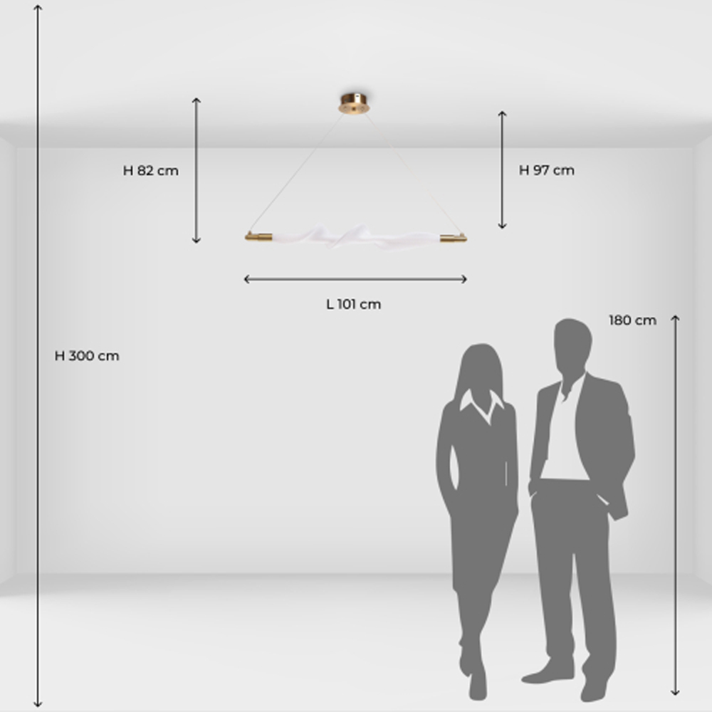 Люстра горизонтальная с волнистым белым плафоном Golden Swirl в Перми