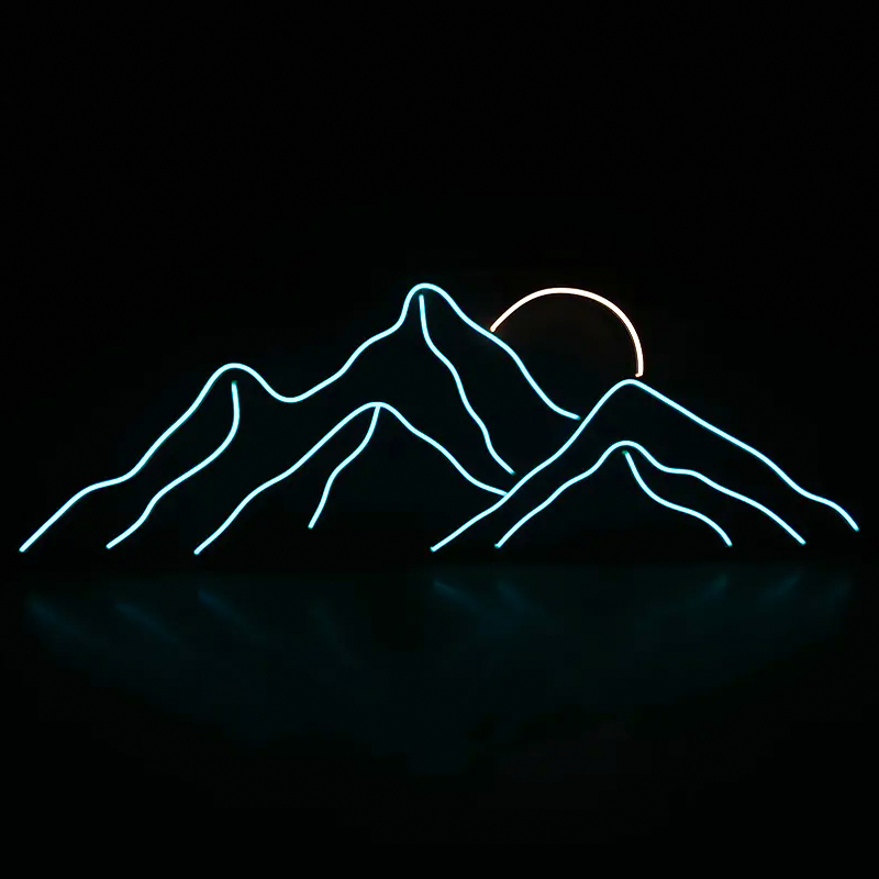 Неоновая настенная лампа Mountains Neon Wall Lamp Прозрачный Бирюзовый Оранжевый в Перми | Loft Concept 