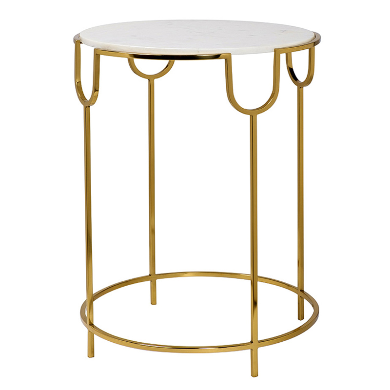 Приставной стол Bettina Side Table Глянцевое золото Белый Мрамор Bianco в Перми | Loft Concept 