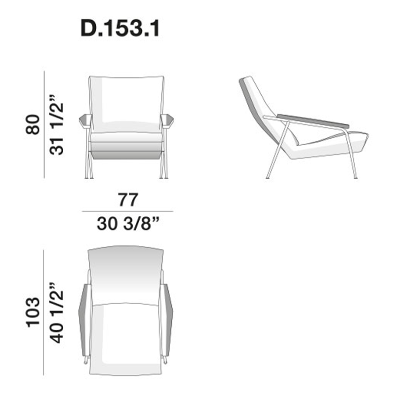 Дизайнерское кресло с подлокотниками Gio Ponti D.153.1 Armchair в Перми