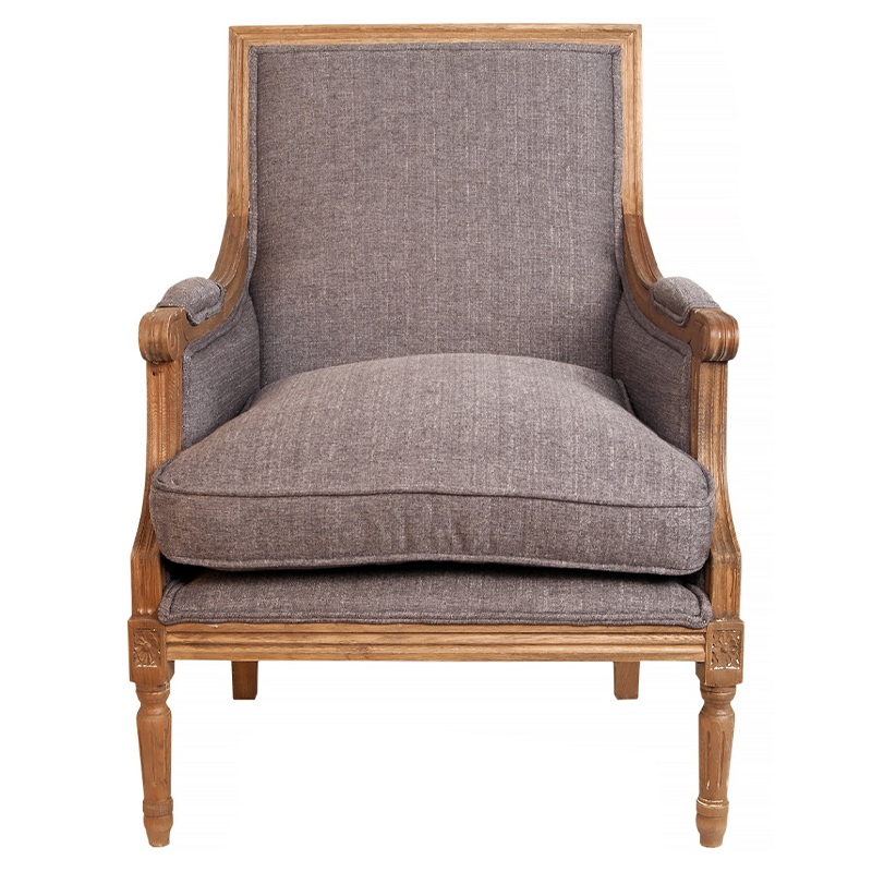 Кресло William Classical Armchair grey flax Серый Коричневый в Перми | Loft Concept 