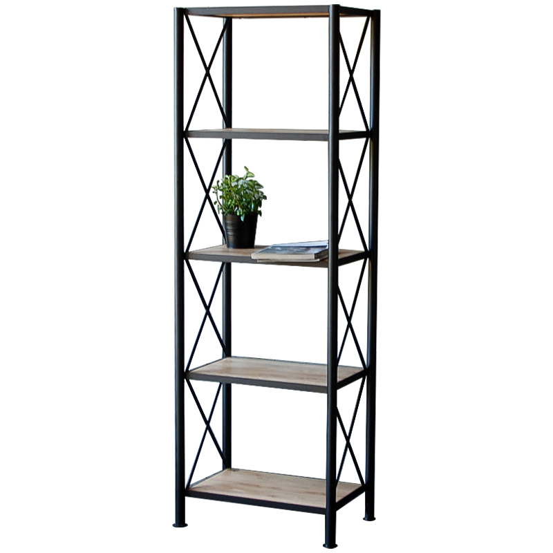 Стеллаж Pheobe Industrial Metal Rust Rack Черный Древесина в Перми | Loft Concept 