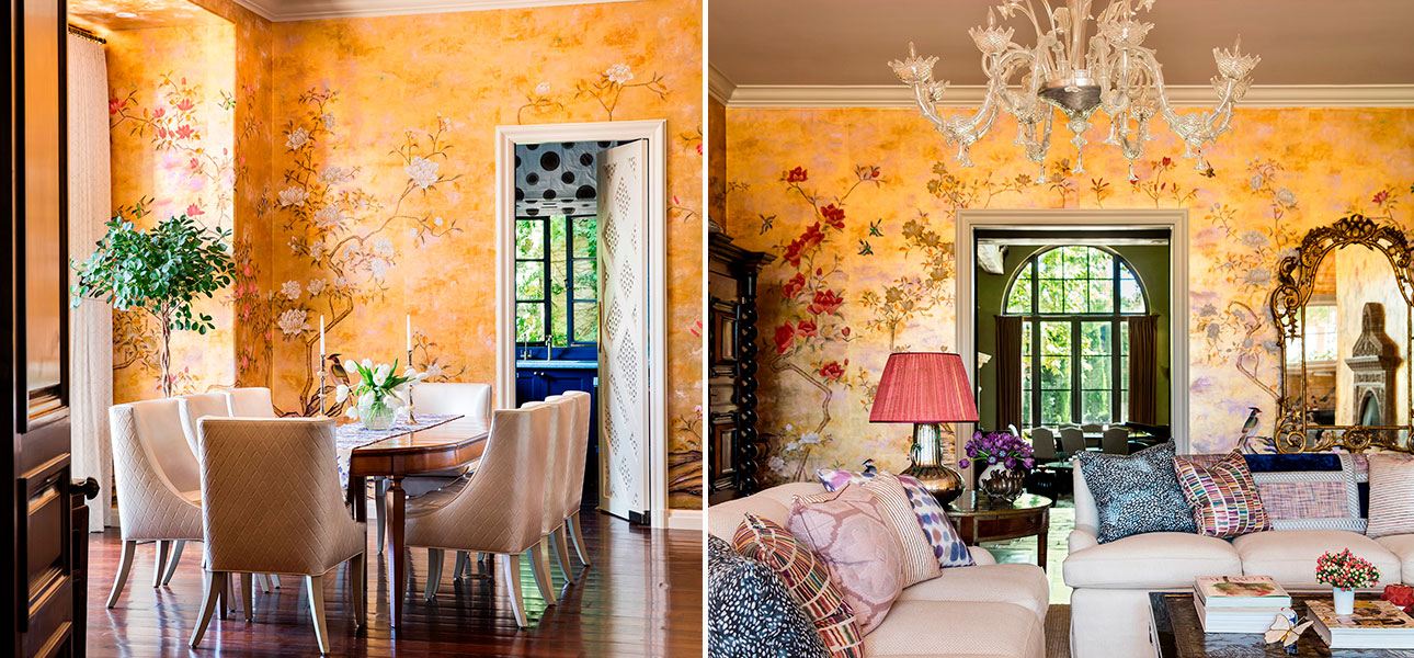 Обои шинуазри Japanese Garden Original colourway on Deep Rich Gold gilded paper with bronze pearlescent antiquing - фото №2