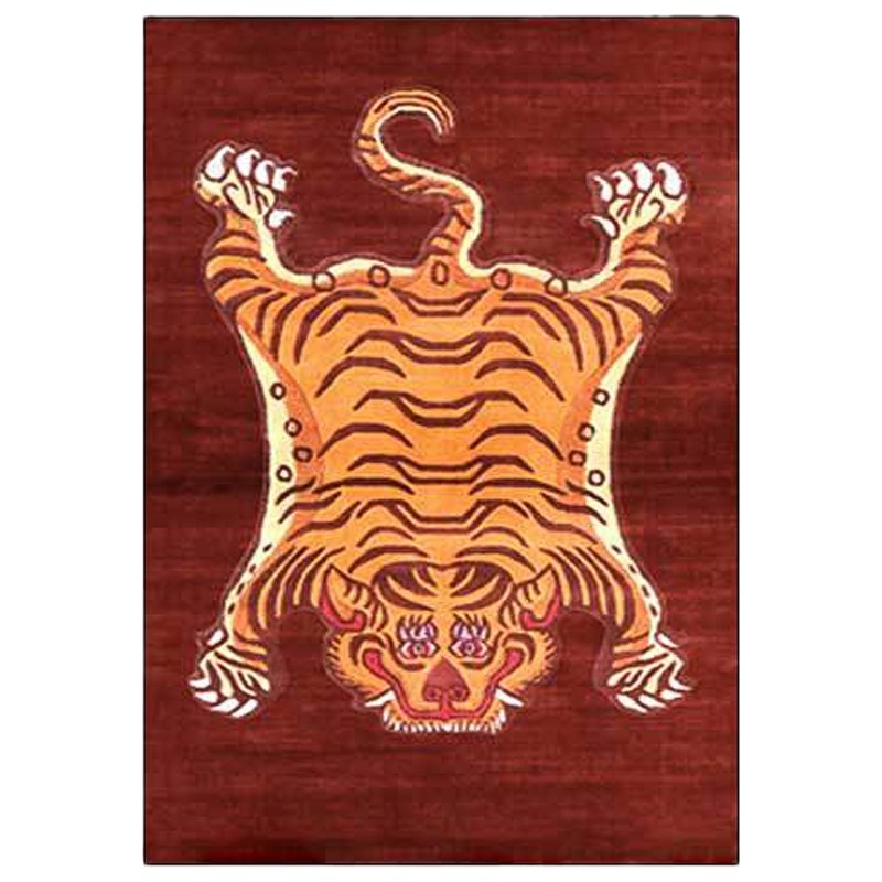 Ковер Тибетский Тигр Tibetan Tiger Rug Red Красный Оранжевый в Перми | Loft Concept 