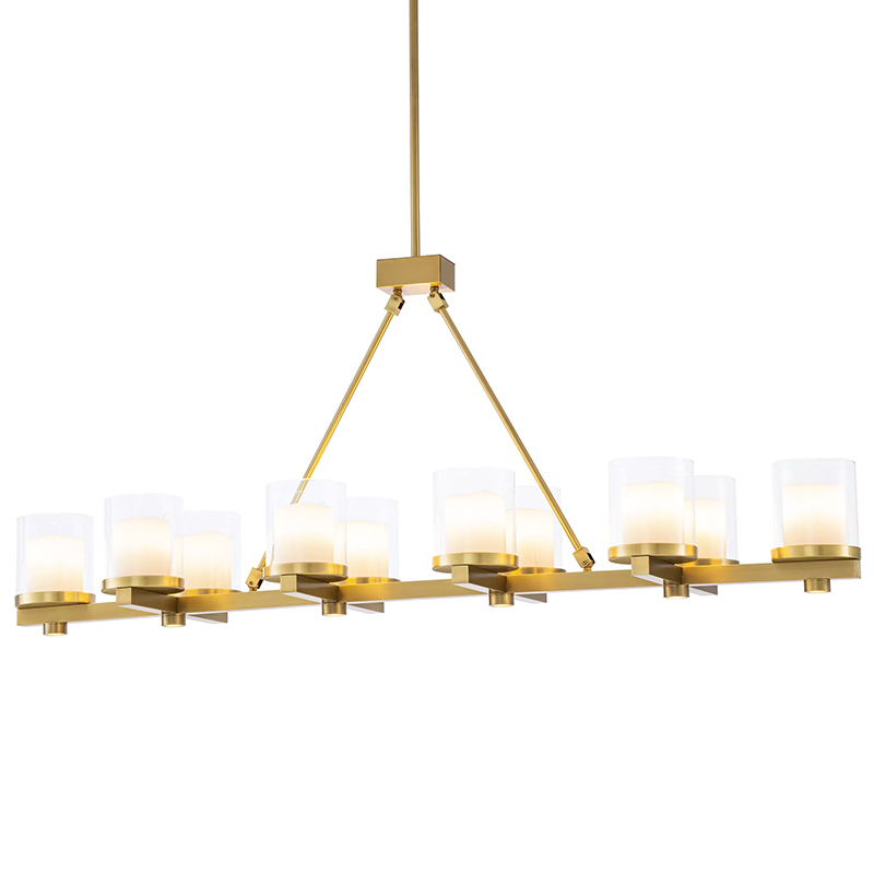 Люстра Eichholtz Chandelier Donovan Brass Латунь Белый Прозрачное Стекло в Перми | Loft Concept 