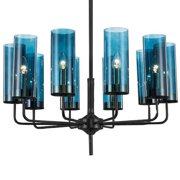 Люстра Black & Blue Glass Tube Chandelier 10 Графитовый Сапфир (Sapphire) в Перми | Loft Concept 