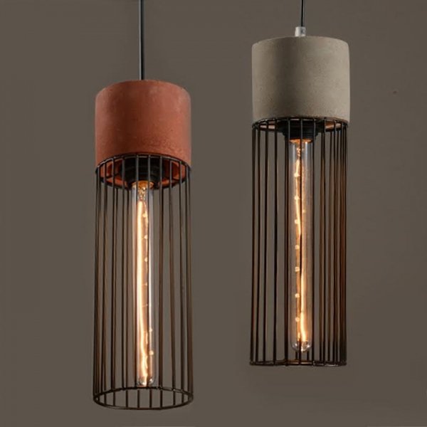 Подвесной светильник Cement Droplight Pendant Light cylinder Серый Красный Черный в Перми | Loft Concept 