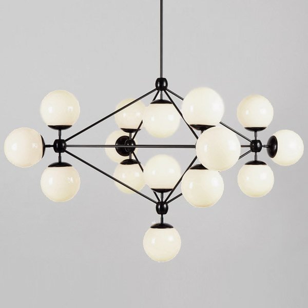 Modo Chandelier Black and White Glass 15-21 Globes  Черный Прозрачный белый в Перми | Loft Concept 