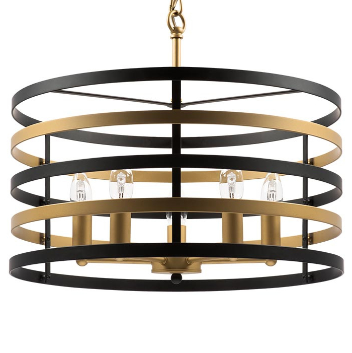 Люстра Gold Stripes Chandelier 5 Черный Золотой в Перми | Loft Concept 