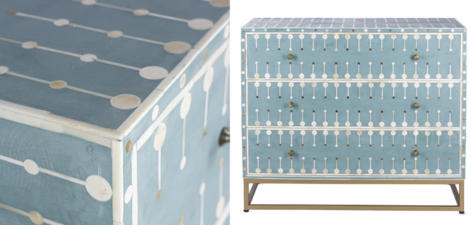 Комод голубой кость BONE INLAY 3 DRAWER Комод голубой кость BONE INLAY 3 DRAWER - Loft-Concept в Перми