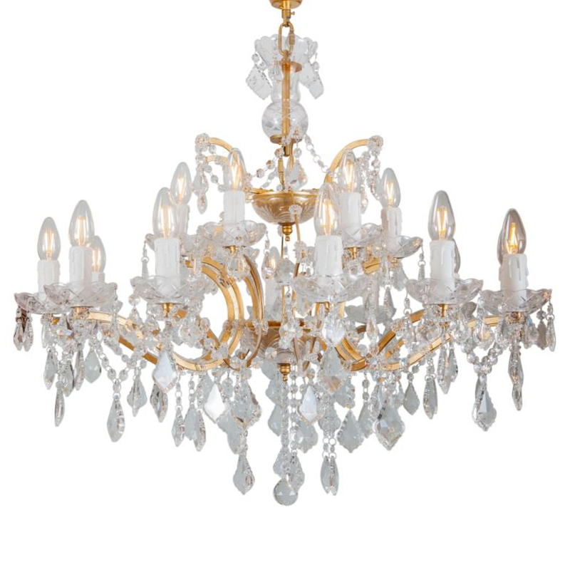 Люстра 19th c. Rococo IRON & CLEAR CRYSTAL GOLD Chandelier 18 Золотой Прозрачное Стекло в Перми | Loft Concept 