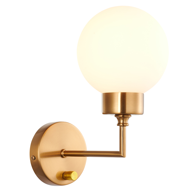 Бра Zibille Sconce brass Латунь Белое матовое стекло в Перми | Loft Concept 