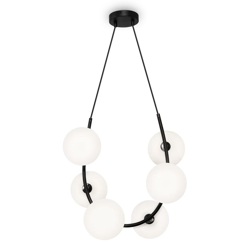 Люстра Marcan 6 Ball Chandelier Black Черный Белый в Перми | Loft Concept 