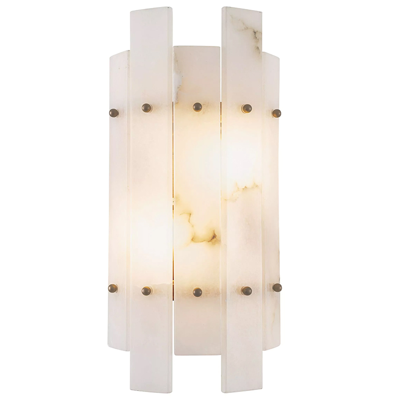 Бра Eichholtz Wall Lamp Caprera Alabaster Белый Мрамор Bianco Бежевый Латунь в Перми | Loft Concept 