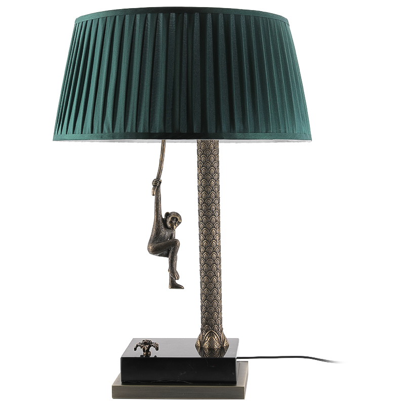 Настольная лампа Джунгли Table Lamp Jungle Emerald Латунь Античная полированная Черный Мрамор Nero Изумрудный в Перми | Loft Concept 