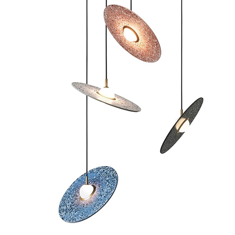 Подвесной светильник Stone Disc Haning Pendant Серый Синий Черный Розовый (Rose) в Перми | Loft Concept 