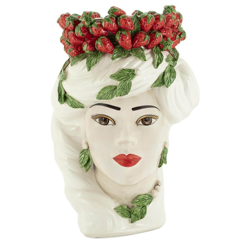 Ваза VASE STRAWBERRIES HEAD LADY BIG White Красный Белый в Перми | Loft Concept 