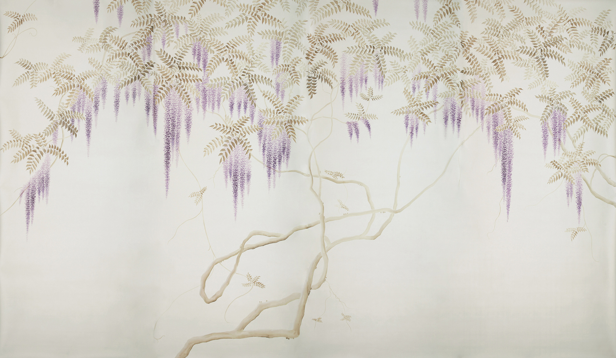 Обои в японском стиле Wisteria Colourway SC-247 on Natural Mica metallic silk Обои в японском стиле Wisteria Colourway SC-247 on Natural Mica metallic silk - постер Loft-Concept в Перми