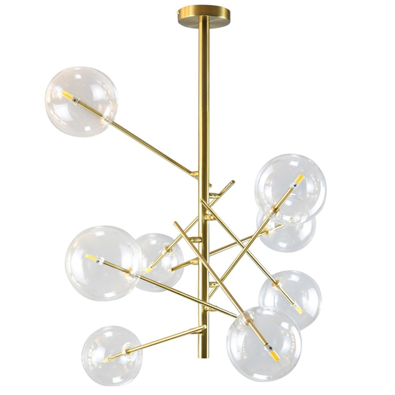 Люстра Gallotti & Radice Bolle Рanging Lamp 8 плафонов Золотой Прозрачный (Transparent) в Перми | Loft Concept 