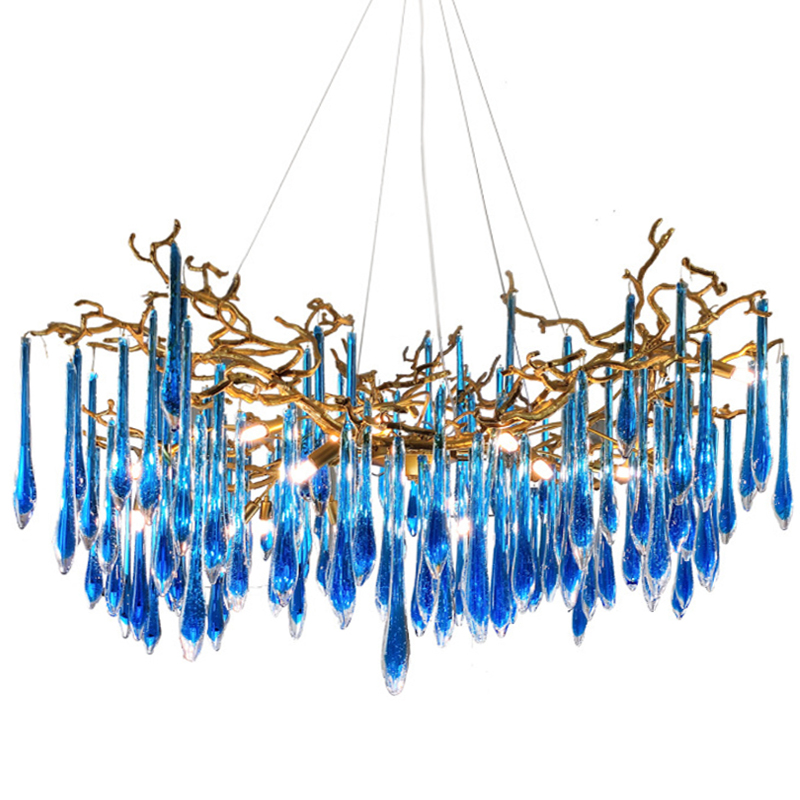 Люстра Blue Fountain Chandelier  Золотой Синий в Перми | Loft Concept 