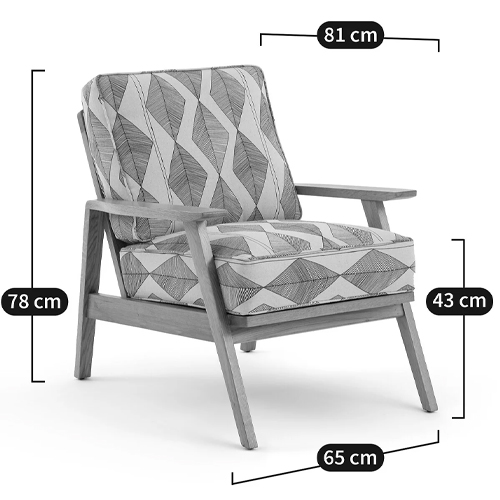 Кресло с каркасом из массива дуба Deniaud Oak Rhombus Beige Armchair в Перми
