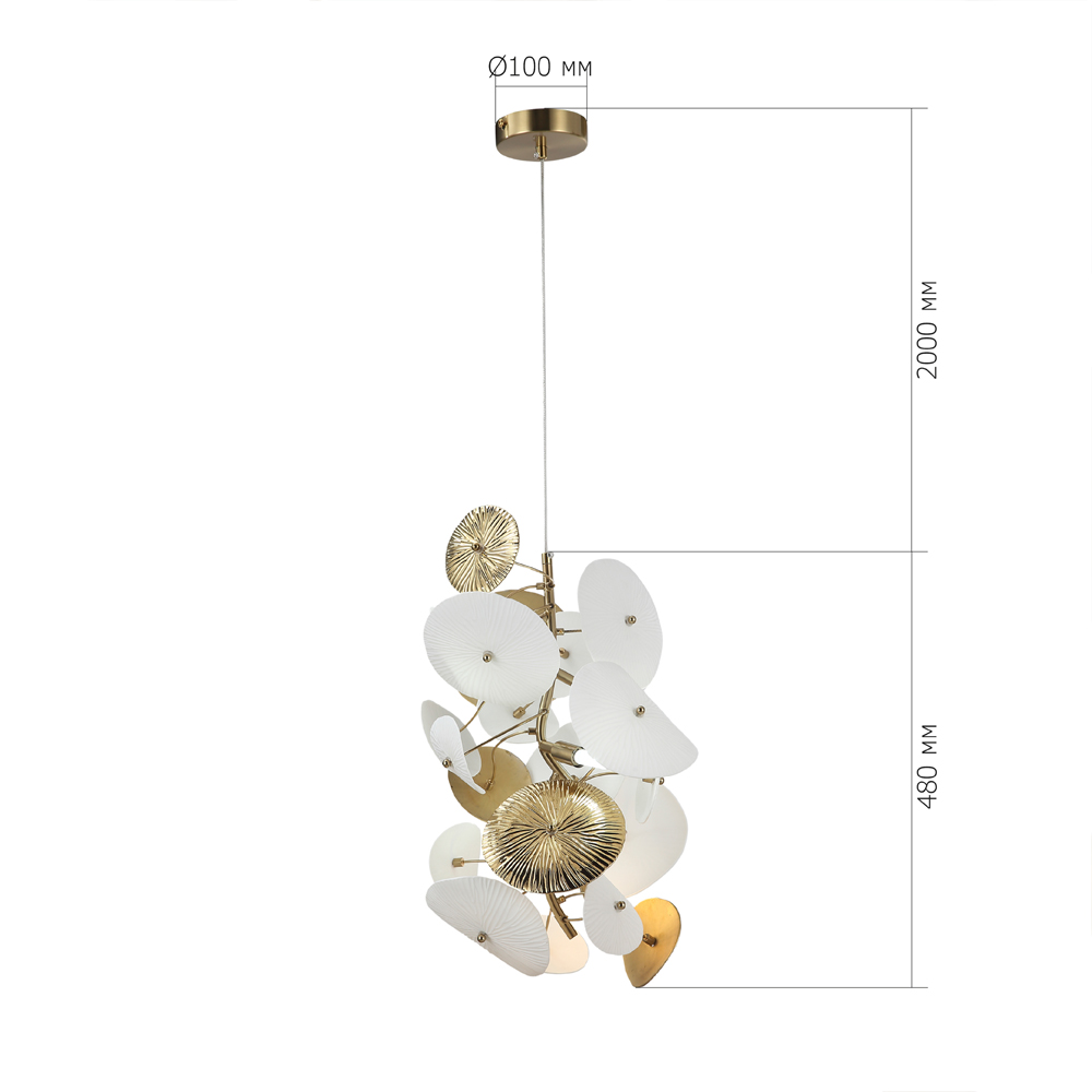 Подвесной светильник с белыми и золотистыми цветами Dahlia Flowers Lamp в Перми