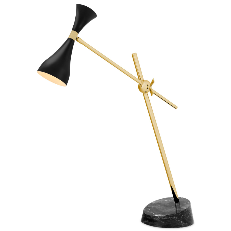 Настольная лампа Eichholtz Desk Lamp Cordero xl Черный Латунь Черный Мрамор Nero в Перми | Loft Concept 