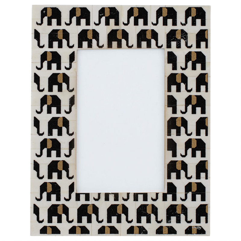 Фоторамка кость Indian Elephants Bone Inlay photo frame Черно-белый в Перми | Loft Concept 