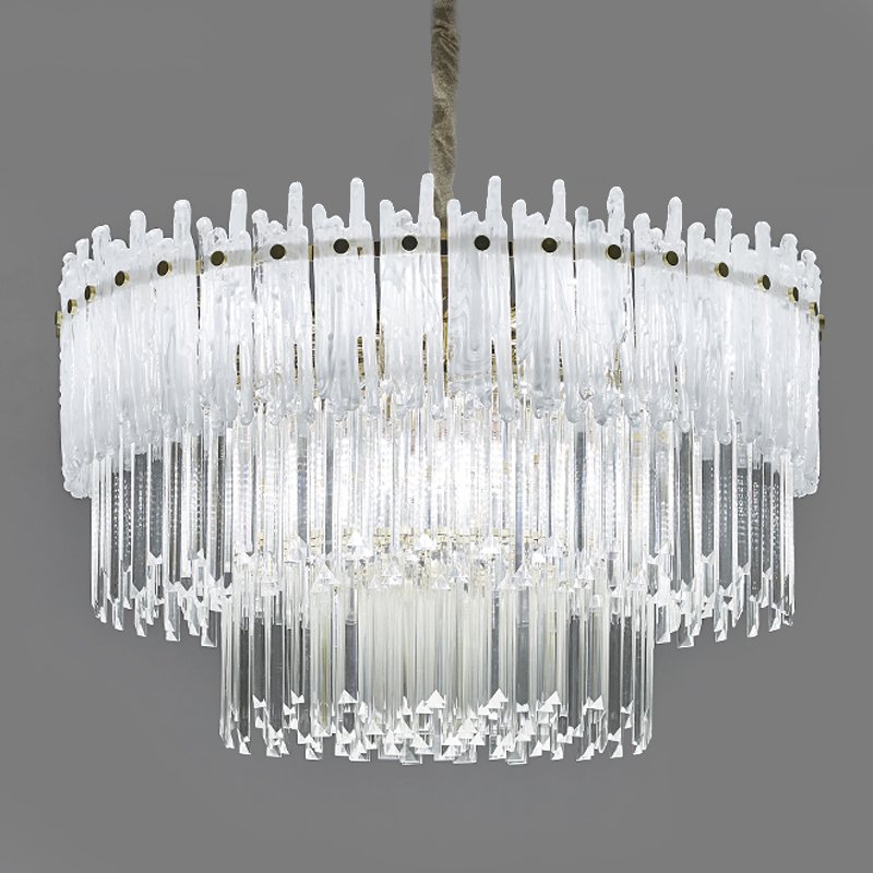 Люстра Murano Glass ICE Chandelier Золотой Белый Прозрачное Стекло в Перми | Loft Concept 