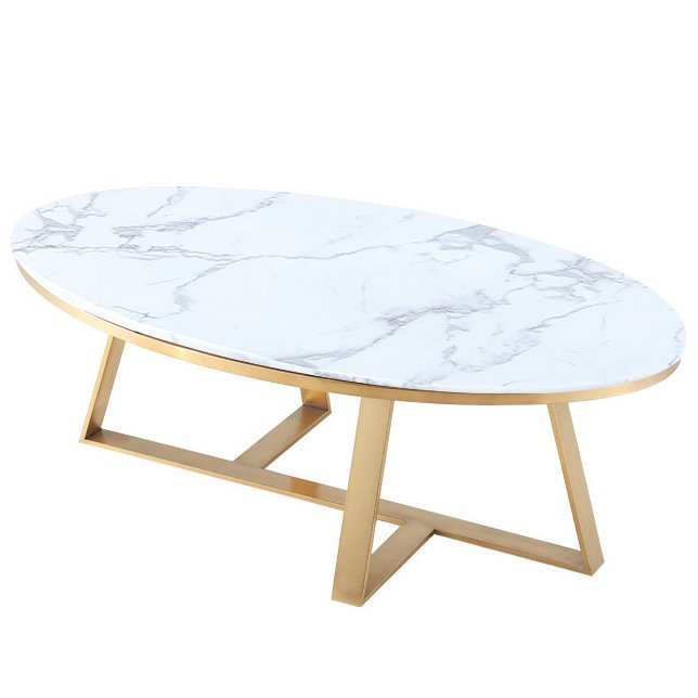 Кофейный стол Marble Oval Table Латунь Белый в Перми | Loft Concept 