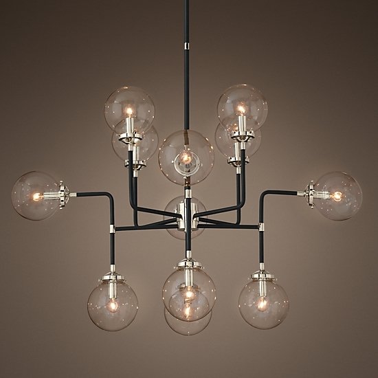 Люстра BISTRO GLOBE CLEAR GLASS SILVER CHANDELIER 12 Черный Серебряный Прозрачное Стекло в Перми | Loft Concept 